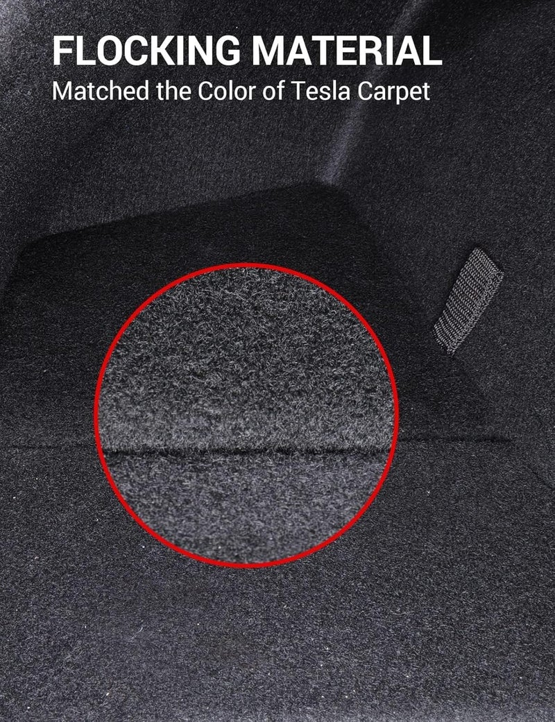 Basenor 2023 2022 2021 Tesla Model 3 Trunk Storage Bin, Trunk Organizer with Carpeted Lid, Waterproof Rear Trunk Side Storage Box for Model 3 Interior Accessories (Not Fit 2024 2025 Model 3) - Image 5